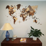 3D Wooden World Map Wall Art — Natural Oak — view 2