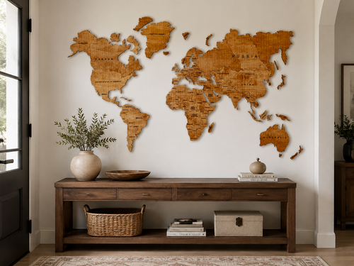 2D Wooden World Map