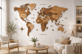 3D Wooden World Map Wall Art — Natural Oak — view 8
