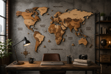 3D Wooden World Map Wall Art — Natural Oak — view 10