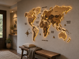 3D LED Wooden World Map — Backlit — view 5