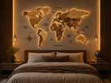 3D LED Wooden World Map — Backlit — view 7