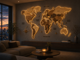 3D LED Wooden World Map — Backlit — view 8