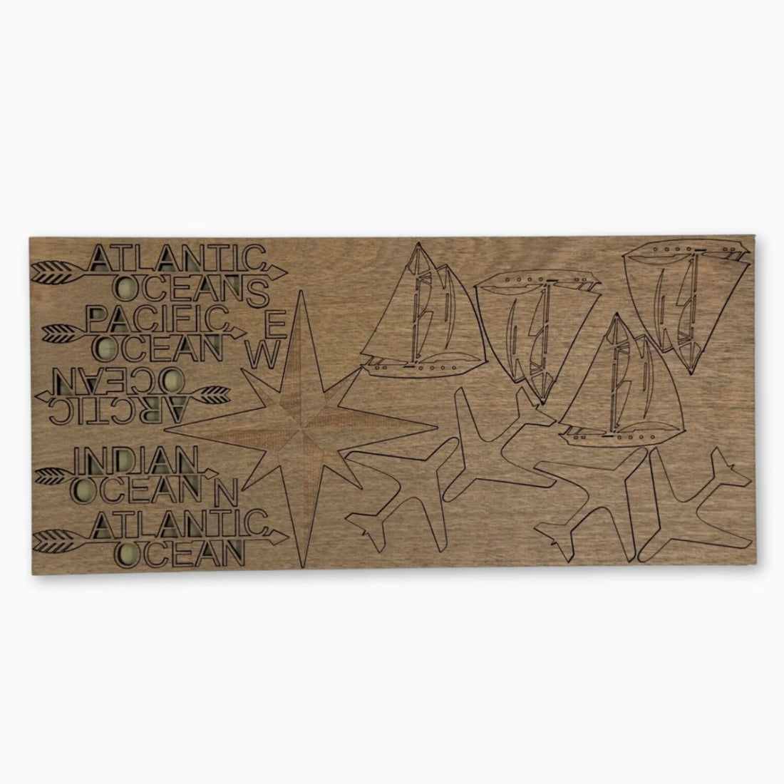 Wooden Map Accessories — Ocean Signs, Boats & Planes